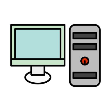 Masaüstü Bilgisayar Vektör Satırı Doldurulmuş Simge