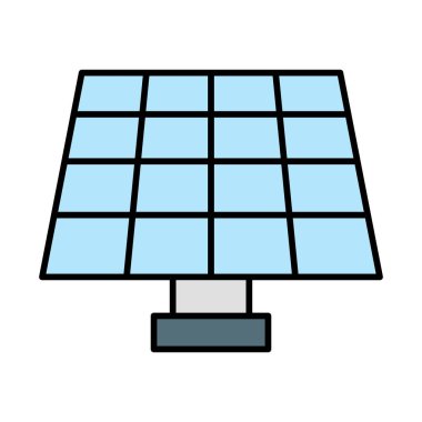 Güneş Paneli Vektör Satırı Simge Dolduruldu