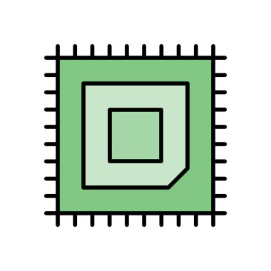 Simge Doldurulmuş Bilgisayar Çipi Vektör Satırı