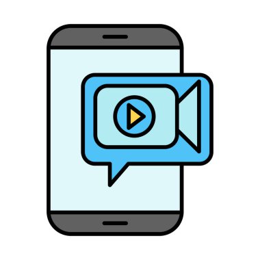 Simge Doldurulmuş Video Sohbet Vektör Satırı
