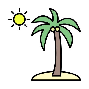 Hindistan cevizi Ağacı Satırı Simge Tasarımı Dolduruldu