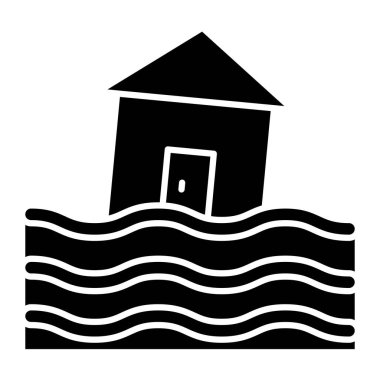 Kişisel ve Ticari Kullanım İçin Su Altındaki Ev Simgesi Tasarımı