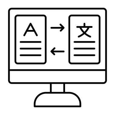 Bilgisayar Çevirmeni Vektör Satır Simgesi Tasarımı