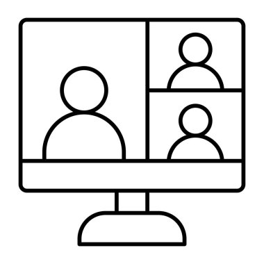 Videokonferans Vektör Satır Simgesi Tasarımı