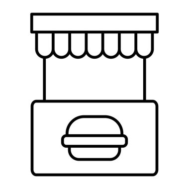 Burger Stall Vektör Hattı Simge Tasarımı