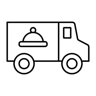 Yiyecek Kamyonu Vektör Hattı Simge Tasarımı