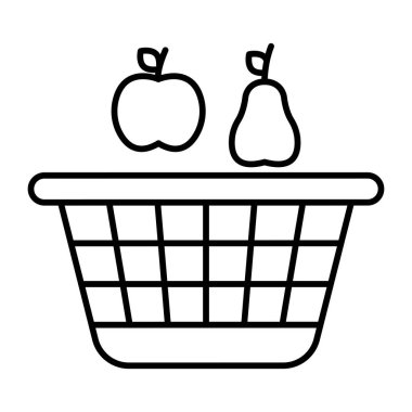 Meyve Sepeti Vektör Satırı Simge Tasarımı