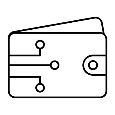 Kripto Para Birimi Cüzdan Vektör Satır Simgesi Tasarımı