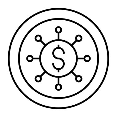 Dijital Para Birimi Vektör Satırı Simgesi Tasarımı