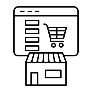 Sanal Pazar Vector Satır Simgesi Tasarımı