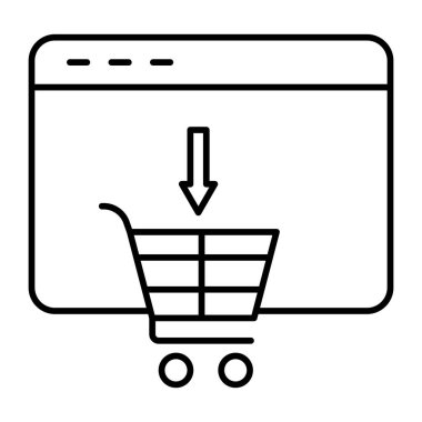 Çevrimiçi Alışveriş Aracı Vektör Satır Simgesi Tasarımı