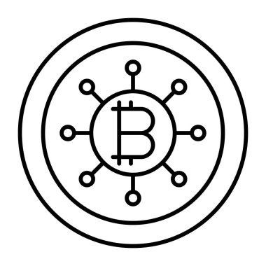 Sanal Para Birimi Vektör Satırı Simgesi Tasarımı