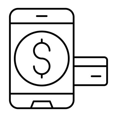 Mobil Ödeme Vektör Satır Simgesi Tasarımı