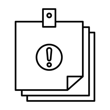 Not Uyarı Vektör Satır Simgesi Tasarımı