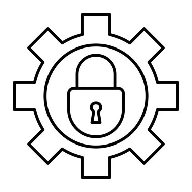 Güvenlik Sistemi Vektör Satır Simgesi Tasarımı