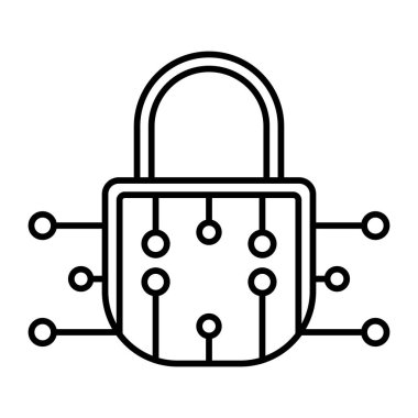 Siber Güvenlik Vektör Satır Simgesi Tasarımı