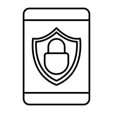 Ağ Güvenliği Vektör Satırı Simgesi Tasarımı