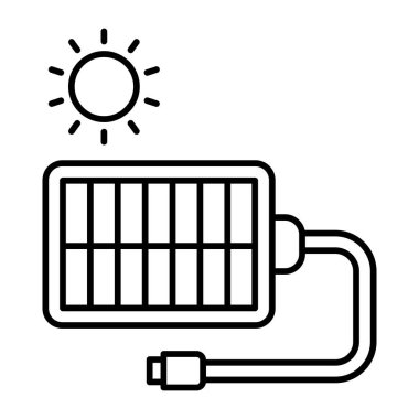 Solar Charger Vektör Satır Simgesi Tasarımı