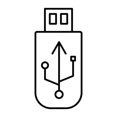 USB Sürücü Vektör Satır Simgesi Tasarımı