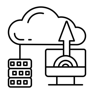 Bulut Gönderme Vektör Satırı Simgesi Tasarımı