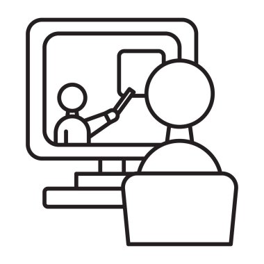 Uzaktan Eğitim Vektör Satırı Simgesi Tasarımı