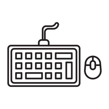 Klavye ve Fare Vektör Satır Simgesi Tasarımı