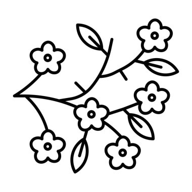 Çiçek Çiçeği Vektör Satırı Simgesi Tasarımı