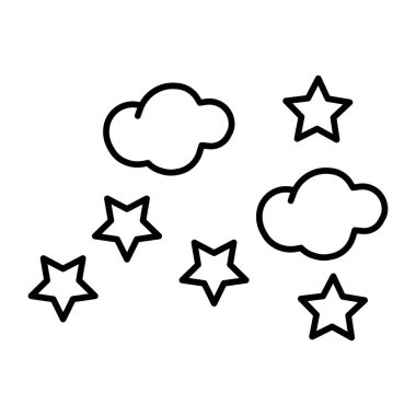 Yıldızlı Gökyüzü Vektör Satır Simgesi Tasarımı