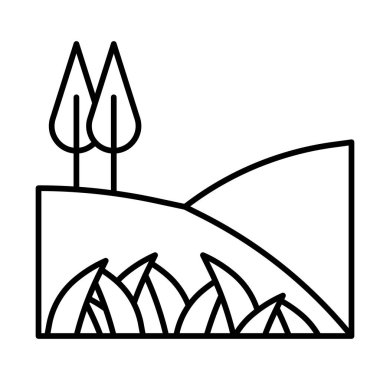 Çimen Alanı Vektör Satır Simgesi Tasarımı