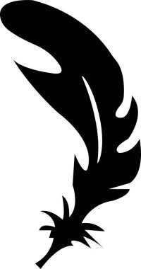 Beyaz arkaplanda siyah vektörün tüy simgesi izole edildi. Tüy siluetleri logo şablon ikon tasarımı. Basit düz vektör işareti. Web sayfası düğmesi ya da mobil uygulama için internet konsepti sembolü.