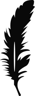 Beyaz arkaplanda siyah vektörün tüy simgesi izole edildi. Tüy siluetleri logo şablon ikon tasarımı. Basit düz vektör işareti. Web sayfası düğmesi ya da mobil uygulama için internet konsepti sembolü.