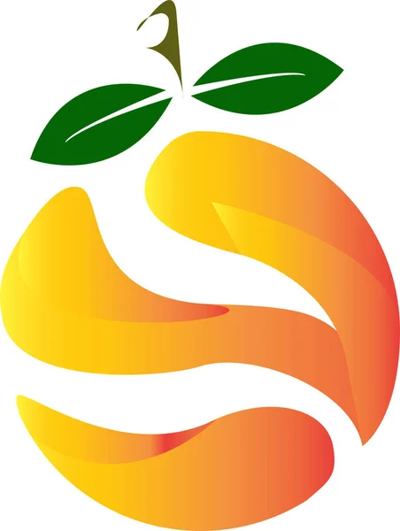 Πορτοκαλί Λογότυπο Σχεδιασμός Πρότυπο Διάνυσμα Πράσινο Φύλλο Έμβλημα Σχεδιασμός Concept — Διανυσματικό Αρχείο