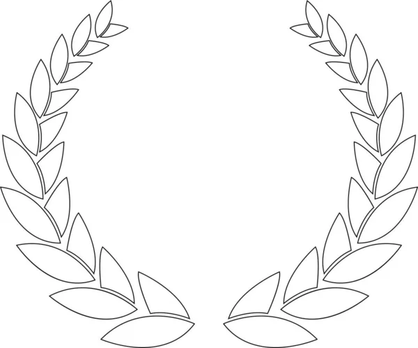 Laurel Wreaths矢量图标 轮廓圆形月桂树叶 小麦和橡木花环 描绘奖品 纹章干燥 — 图库矢量图片