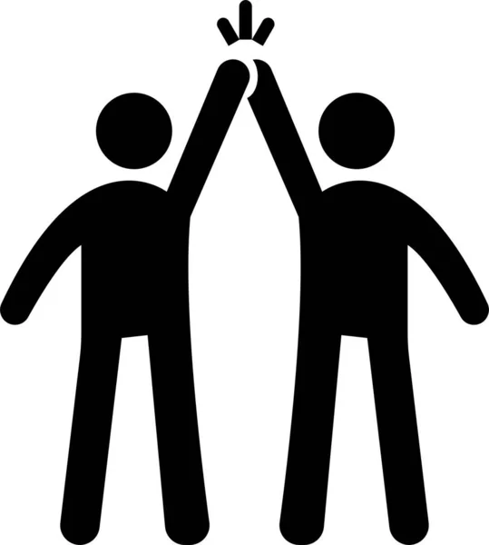 Two Man Greeting Vector Icon Team Work Success Filled Flat — Stock Vector