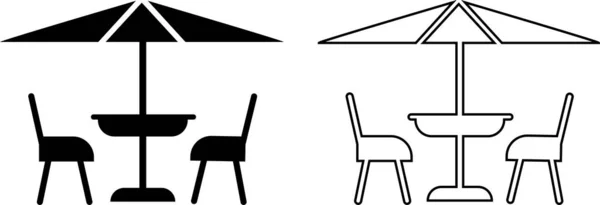 Terrace Εικονίδιο Επίπεδη Και Γραμμική Σύνολο Art Λογότυπο Διάνυσμα Μινιμαλιστικό — Διανυσματικό Αρχείο