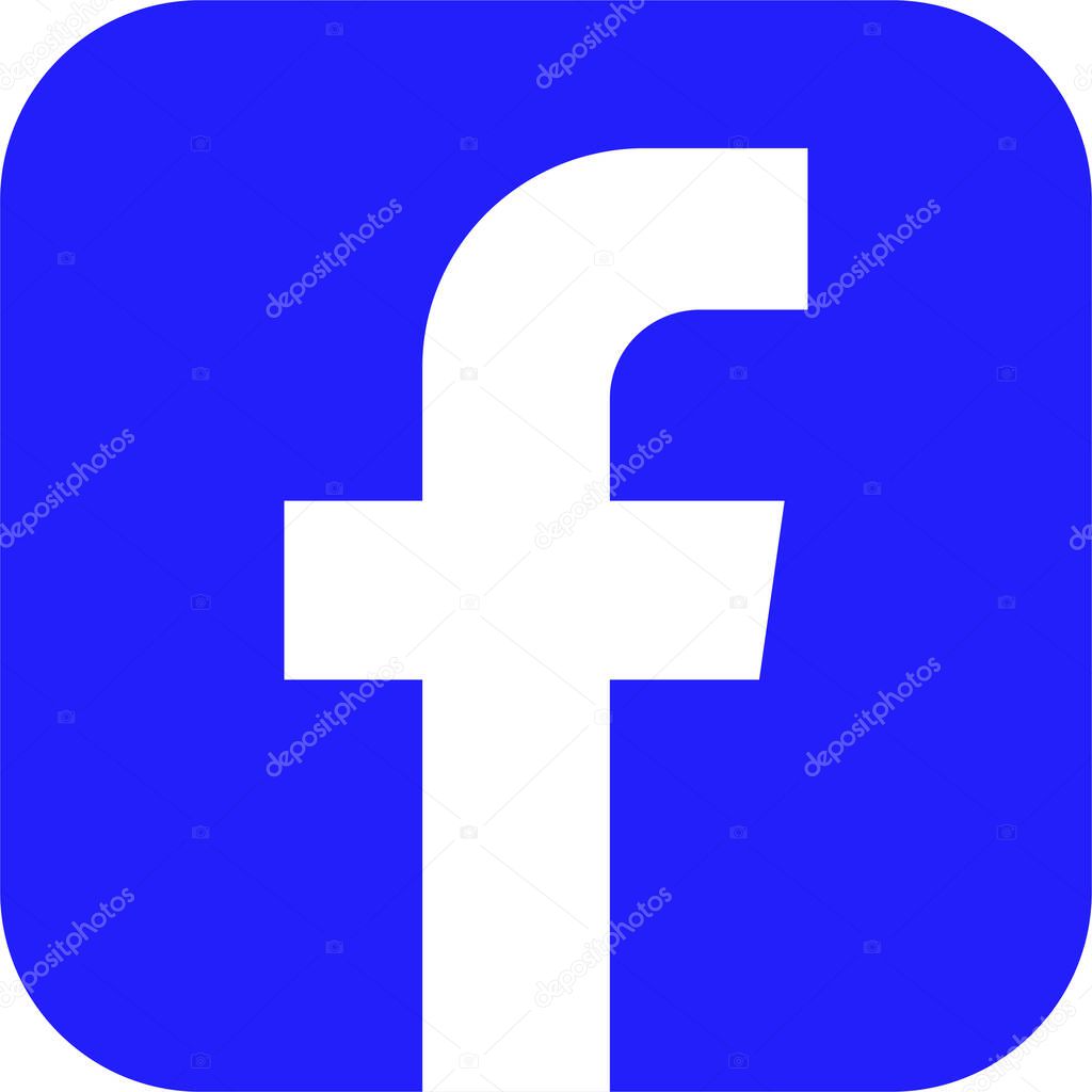 Facebook logo set isolated on white background. Social media icons. Editorial Letter F. Flat, linear web icon or sign. blue facebook vector collection.