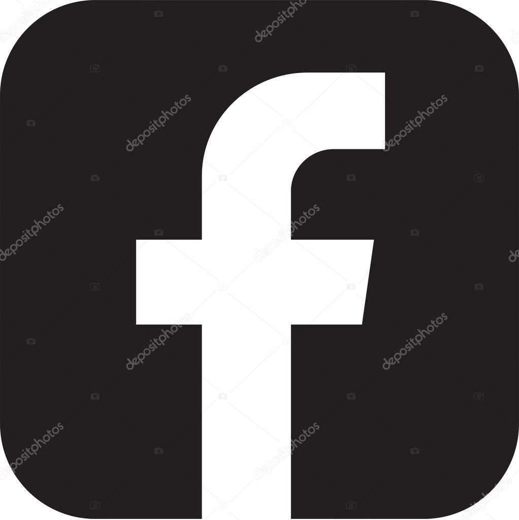 Facebook logo set isolated on white background. Social media icons. Editorial Letter F. Flat, linear web icon or sign. black facebook vector collection.
