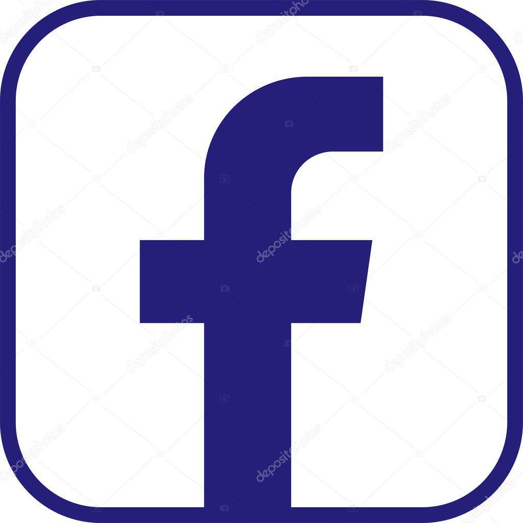 Facebook logo set isolated on white background. Social media icons. Editorial Letter F. Flat, linear web icon or sign. blue facebook vector collection.