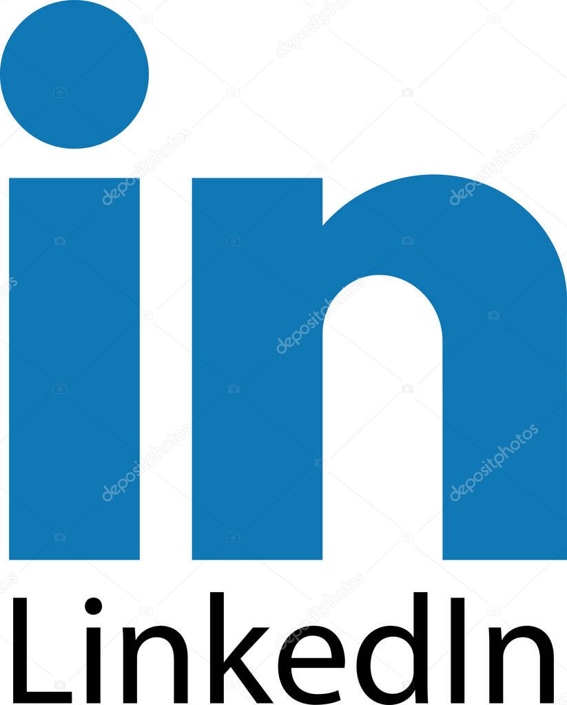 LinkedIn design icon logo sign blue symbol vector in American business and employment oriented online service operates via websites and mobile apps.