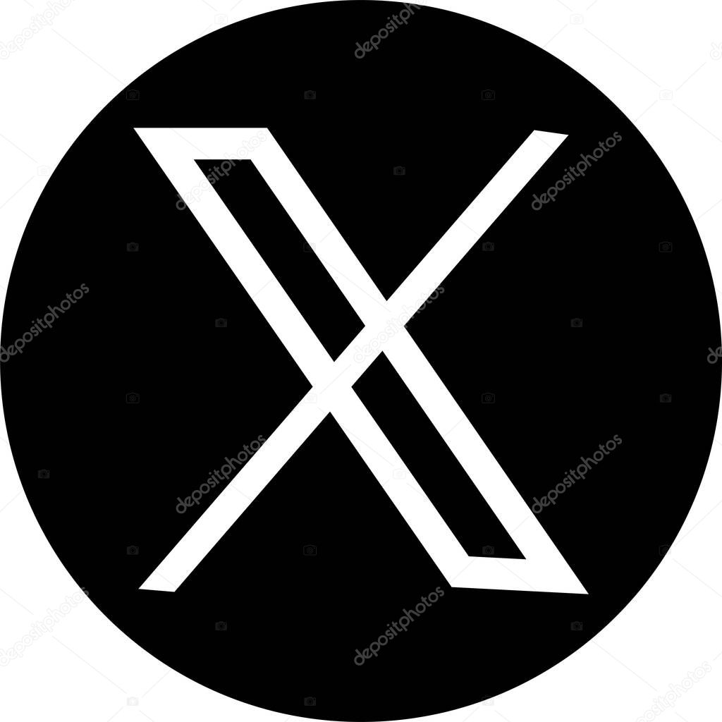 New Twitter vs x.com. Novation Elon Mask popular social media button icon instant messenger logo of Twitter. Editorial vector. An isolated vector format image of Twitter's new logo.