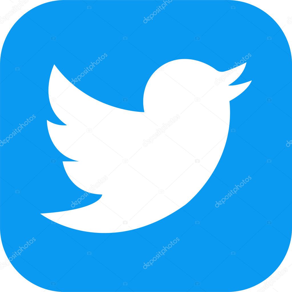 Twitter Bird logo icon. Realistic social media icon logotype. collection Twitter - popular social media button sheet symbol, instant messenger. Vector icon EPS 10