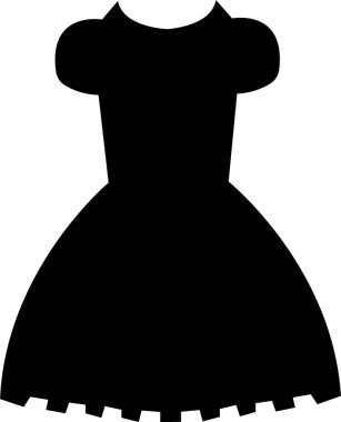 Kadınlar ve kızlar simge ya da logo izole edilmiş işaret sembolü yüksek kaliteli siyah stil vektör koleksiyonu giyerler. Gece topu kokteyl elbisesi vektörünün siyah şekli. Düz Grafik Tasarımı.