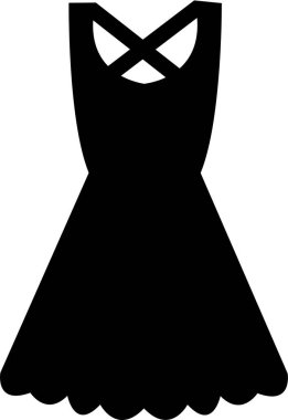 Kadınlar ve kızlar simge ya da logo izole edilmiş işaret sembolü yüksek kaliteli siyah stil vektör koleksiyonu giyerler. Gece topu kokteyl elbisesi vektörünün siyah şekli. Düz Grafik Tasarımı.