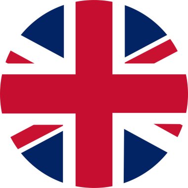 Büyük Britanya, Birleşik Krallık çember şeklinde bayrak. Birleşik Krallık resmi bayrağı namı diğer Union Jack - Oranlar: 2: 1 - Renkler: Mavi 280 C, Kırmızı 186 C, Beyaz Kasa.