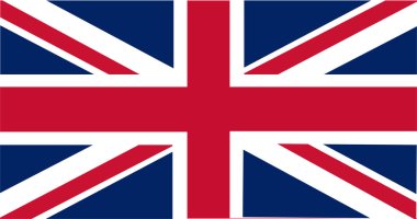 Büyük Britanya, Birleşik Krallık bayrağı. Birleşik Krallık resmi bayrağı namı diğer Union Jack - Oranlar: 2: 1 - Renkler: Mavi 280 C, Kırmızı 186 C, Beyaz Kasa.