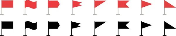 Zwarte Rode Vlag Pictogrammen Ingesteld Vector Crossed Vlag Icoon Eenvoudige — Stockvector