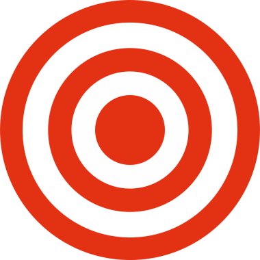 Hedef kırmızı, hedef simgesi. Okçuluk hedefi beyaz arka planda izole edildi. Vektör EPS 10. Pazarlama stratejisi işareti. Hedef başarı sembolü. Moda taslak biçiminde Bullseye Koleksiyonu .
