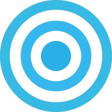 Mavi hedef, hedef simgesi. Okçuluk hedefi beyaz arka planda izole edildi. Vektör EPS 10. Pazarlama stratejisi işareti. Hedef başarı sembolü. Moda taslak biçiminde Bullseye Koleksiyonu .