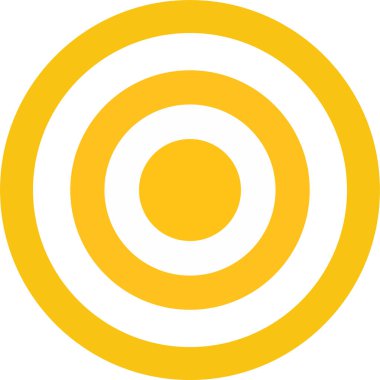 Sarı hedef, hedef simgesi. Okçuluk hedefi beyaz arka planda izole edildi. Vektör EPS 10. Pazarlama stratejisi işareti. Hedef başarı sembolü. Moda taslak biçiminde Bullseye Koleksiyonu .