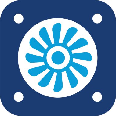 Soğutma fan sembolü beyaz arkaplanda izole. Çizgi film tarzında vektör illüstrasyonu.